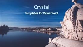  Presentation with danube - Presentation theme consisting of panoramic-view-of-budapest background and a ocean colored foreground
