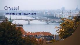  Presentation with fisherman - PPT theme featuring panoramic-view-of-budapest background and a sky blue colored foreground