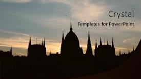  Presentation with danube - Slides featuring panoramic-view-of-budapest background and a light gray colored foreground