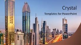  Presentation with khalifa - Slide deck with panoramic view of burj khalifa background and a light blue colored foreground