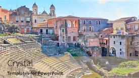  Presentation with ancient roman - Amazing slide deck having panoramic-view-of-catania backdrop and a coral colored foreground