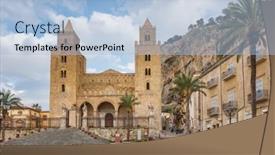  Presentation with coastal - Slide deck consisting of panoramic-view-of-cathedral-basilica background and a light blue colored foreground