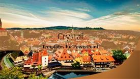  Presentation with panoramic - Slide deck featuring panoramic view of colorful cesky krumlov background and a gold colored foreground