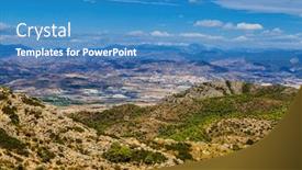  Presentation with mountain view - Cool new presentation design with panoramic-view-of-costa-del backdrop and a teal colored foreground