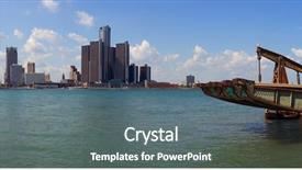  Presentation with detroit - Cool new slides with panoramic view of detroit city backdrop and a gray colored foreground