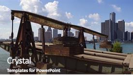  Presentation with detroit - Amazing slide set having panoramic view of detroit city backdrop and a wine colored foreground