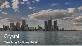  Presentation with detroit - Amazing slide deck having panoramic view of detroit skyline backdrop and a gray colored foreground