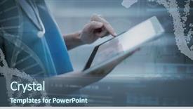  Presentation with using digital tablet - Presentation having panoramic view of dna helix background and a ocean colored foreground