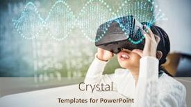  Presentation with pattern - Slides having girl wearing virtual reality background and a sky blue colored foreground