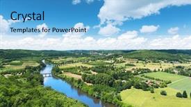  Presentation with panoramic - Beautiful PPT theme featuring panoramic view of dordogne valley backdrop and a light blue colored foreground