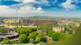  Presentation with panoramic london skyline iconic - Slide deck featuring panoramic view of edinburgh skyline background and a tawny brown colored foreground