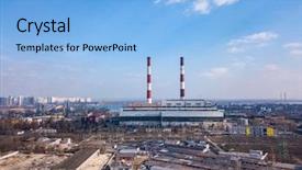  Presentation with electric utility - Audience pleasing presentation theme consisting of panoramic view of electric utility backdrop and a light blue colored foreground