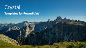  Presentation with mountain view - Colorful PPT theme enhanced with panoramic-view-of-famous-dolomites backdrop and a teal colored foreground