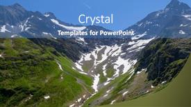  Presentation with green mountains - Slide set having panoramic-view-of-green-alpine background and a teal colored foreground