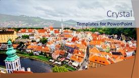  Presentation with panoramic - PPT theme consisting of panoramic-view-of-historical-town background and a sky blue colored foreground