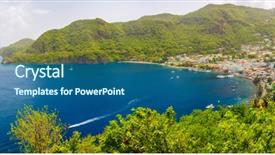  Presentation with mountain view - Audience pleasing presentation theme consisting of panoramic view of jade mountain backdrop and a ocean colored foreground