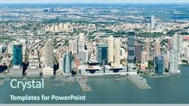  Presentation with panoramic - Audience pleasing theme consisting of panoramic view of jersey city backdrop and a ocean colored foreground