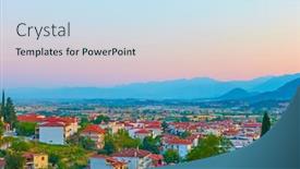 Presentation with panoramic - Amazing presentation design having panoramic-view-of-kalabaka-town backdrop and a sky blue colored foreground