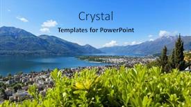  Presentation with panoramic - Presentation theme featuring panoramic-view-of-lake-maggiore background and a light blue colored foreground