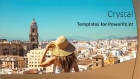  Presentation with view of rotterdam city - PPT theme with panoramic-view-of-malaga-city background and a cyan colored foreground