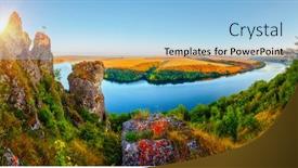  Presentation with bird eye view - Presentation design with panoramic-view-of-meander background and a light blue colored foreground