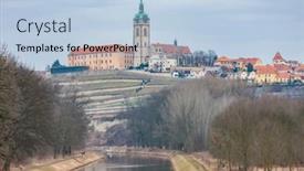  Presentation with rivers - Cool new theme with panoramic-view-of-melnik backdrop and a light blue colored foreground