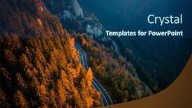  Presentation with road yellow - Beautiful slides featuring panoramic-view-of-paved-road backdrop and a ocean colored foreground