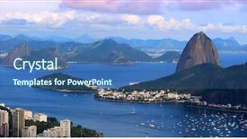  Presentation with panoramic - PPT theme with panoramic view of rio de background and a ocean colored foreground