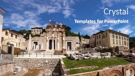  Presentation with forum - Amazing presentation design having panoramic-view-of-roman-forum backdrop and a teal colored foreground