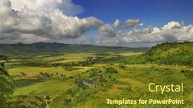  Presentation with rural - Audience pleasing presentation consisting of panoramic view of rural landscape with tropical vegetation on cuban countryside - sierra del escambray trinidad backdrop and a tawny brown colored foreground