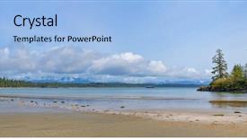  Presentation with long island ny - Presentation with panoramic view of sandy shoreline background and a light blue colored foreground