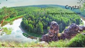  Presentation with panoramic - Theme consisting of panoramic view of siberian taiga background and a seafoam green colored foreground