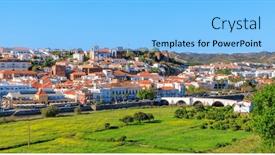  Presentation with panoramic - Slide set enhanced with panoramic-view-of-silves-city background and a light blue colored foreground
