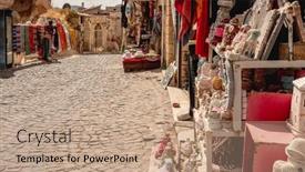  Presentation with panoramic - Beautiful theme featuring panoramic-view-of-souvenir-street backdrop and a coral colored foreground