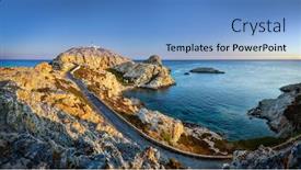  Presentation with sunrise - Beautiful slide deck featuring panoramic-view-of-sunrise backdrop and a teal colored foreground