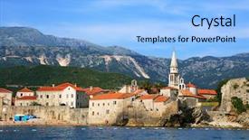  Presentation with preserved - Theme consisting of panoramic view of the budva background and a light blue colored foreground
