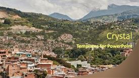  Presentation with panoramic - PPT layouts having panoramic-view-of-the-district background and a tawny brown colored foreground