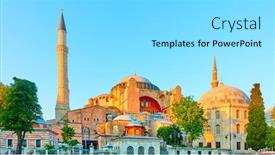  Presentation with hagia sophia - Cool new slide deck with panoramic-view-of-the-hagia backdrop and a light gray colored foreground