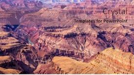  Presentation with grand canyon - PPT layouts consisting of panoramic-view-of-the-mountainous background and a coral colored foreground