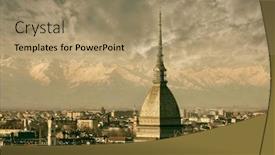  Presentation with panoramic - Presentation enhanced with panoramic view of turin italy background and a coral colored foreground