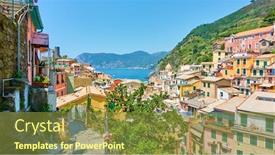  Presentation with panoramic - Theme with panoramic-view-of-vernazza background and a tawny brown colored foreground