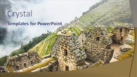  Presentation with panoramic - Theme consisting of panoramic-view-on-ancient-city background and a sky blue colored foreground