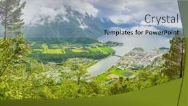  Presentation with mountain view - PPT theme consisting of panoramic-view-on-andalsnes-city background and a light blue colored foreground