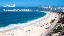  Presentation with panoramic - Slide set enhanced with panoramic view on copacabana beach background and a teal colored foreground