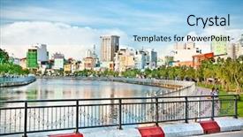  Presentation with panoramic - Slide set enhanced with panoramic view on ho chi background and a light blue colored foreground