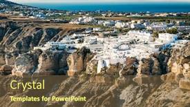  Presentation with santorini - PPT theme with panoramic-view-on-megalochori background and a tawny brown colored foreground