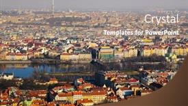  Presentation with czech republic - Slide set featuring panoramic-view-on-prague-old background and a gray colored foreground