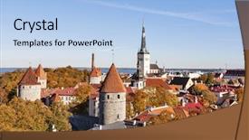  Presentation with panoramic - PPT theme with old city of tallinn background and a light blue colored foreground