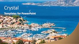  Presentation with panoramic - Presentation theme having panoramic-view-over-palau background and a teal colored foreground