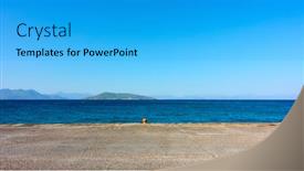  Presentation with minimalistic - Amazing slide set having panoramic-view-with-quay backdrop and a cyan colored foreground